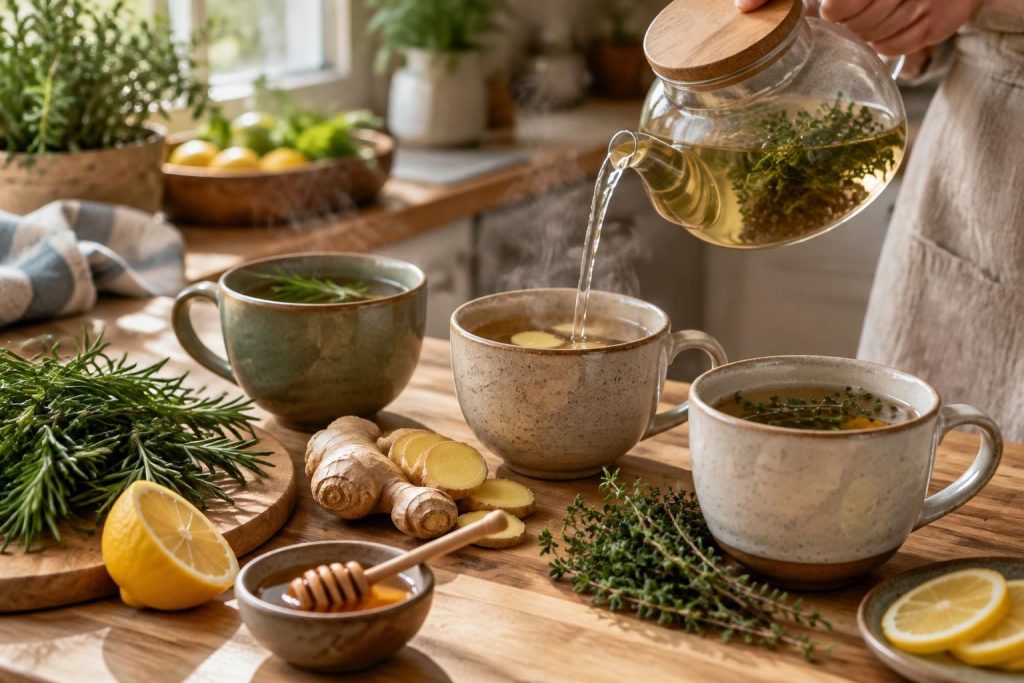 découvrez comment préparer une tisane maison avec nos recettes simples au romarin, au gingembre et au thym, pour une pause parfumée et réconfortante.