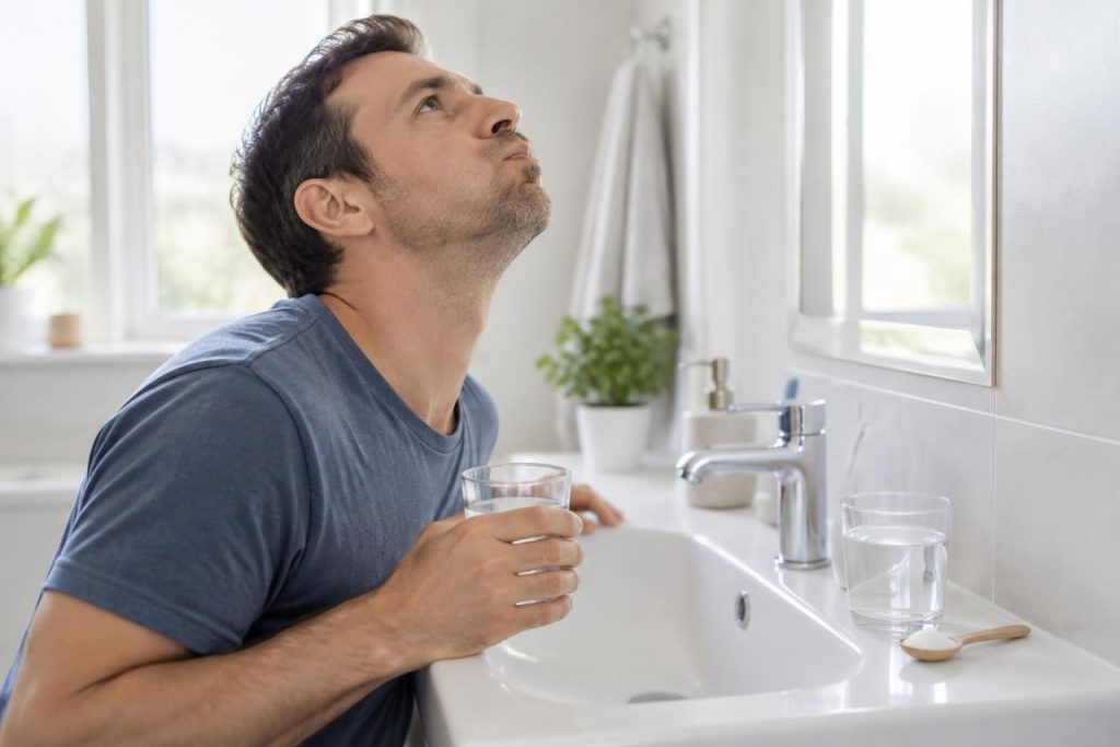 Gargarisme eau salée : bienfaits et précautions pour soulager la gorge